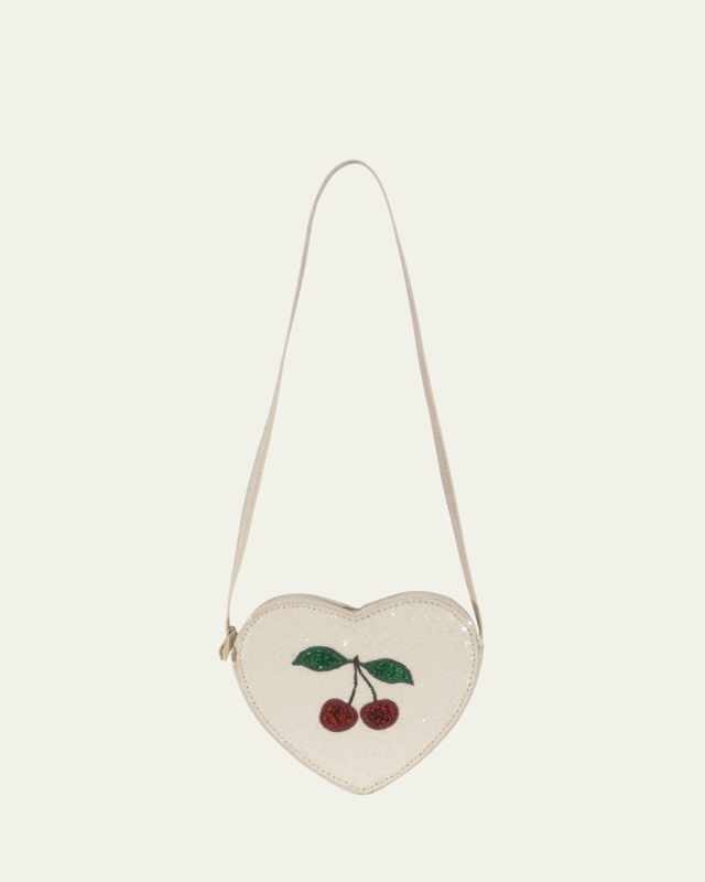 Girl's Heart-Shaped Glitter Shoulder Bag